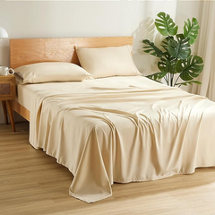 Super Soft King Size Beige Bed Sheet 3 Pieces Set by Alezam