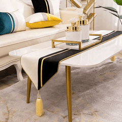 Premium Velvet Table Runner Black & White – Soft, Stylish & Durable