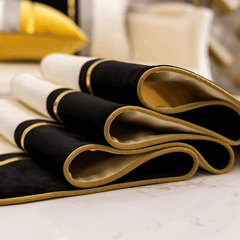 Premium Velvet Table Runner Black & White – Soft, Stylish & Durable