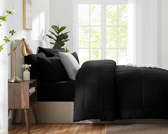 King Size Soft Cotton 6-Piece Black Comforter Set for Winter