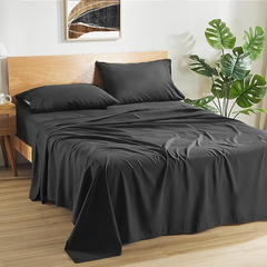 Super Soft King Size Black Bed Sheet 3 Pieces Set by Alezam