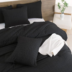 Alezam Crinkle Cotton Black 6-PC Duvet Cover Set – Perfect for All Seasons