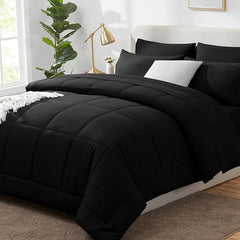 King Size Soft Cotton 6-Piece Black Comforter Set for Winter