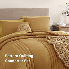 Super Microfiber Full Size Comforter Set - 6 Piece Desert Yellow Bedding Set