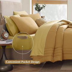 Super Microfiber Full Size Comforter Set - 6 Piece Desert Yellow Bedding Set