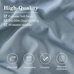 Super Microfiber Full Size Comforter Set - 6 Piece Dusty Blue Bedding Set