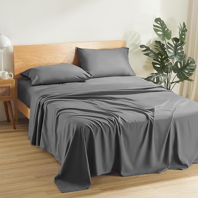 Super Soft King Size Gray Bed Sheet 3 Pieces Set by Alezam