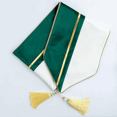 Premium Velvet Table Runner Green & White – Soft, Stylish & Durable