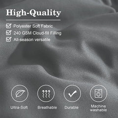 Super Microfiber Full Size Comforter Set - 6 Piece Gray Bedding Set