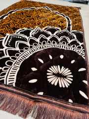 Premium Velvet Quilted Prayer Mat Jumbo Size — Dark Brown