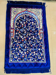 Premium Velvet Quilted Prayer Mat Jumbo Size — Blue