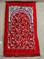 Premium Velvet Quilted Prayer Mat Jumbo Size — Red