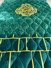Premium Velvet Quilted Prayer Mat Jumbo Size — Green & Golden