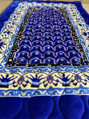 Premium Velvet Quilted Prayer Mat Jumbo Size — Navy Blue