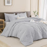 Alezam Crinkle Cotton Light Gray 6-PC Duvet Cover Set – Perfect for All Seasons