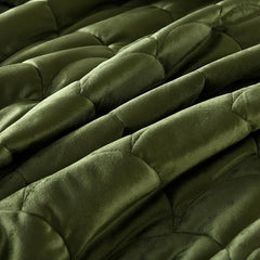 Luxury Velvet King Size 3-Piece Quilted Olive Green Comforter Set