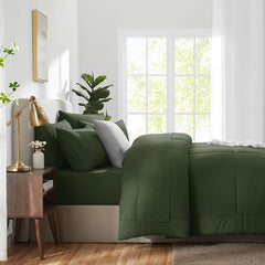 King Size Soft Cotton 6-Piece Olive Green Comforter Set for Winter