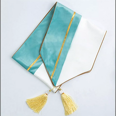 Premium Velvet Table Runner Sky Blue & White – Soft, Stylish & Durable