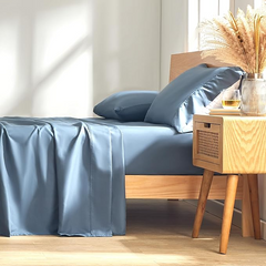 Super Soft King Size Stone Blue Bed Sheet 3 Pieces Set by Alezam