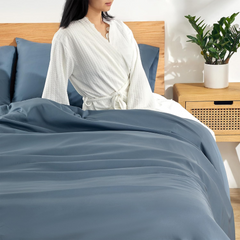 Super Soft King Size Stone Blue Bed Sheet 3 Pieces Set by Alezam