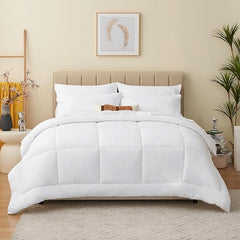 King Size Soft Cotton 6-Piece White Comforter Set for Winter