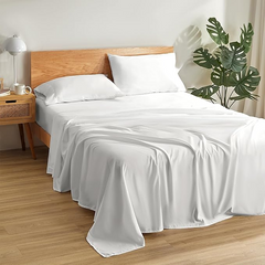 Super Soft King Size White Bed Sheet 3 Pieces Set by Alezam