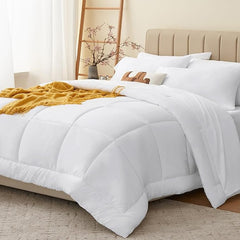 King Size Soft Cotton 6-Piece White Comforter Set for Winter