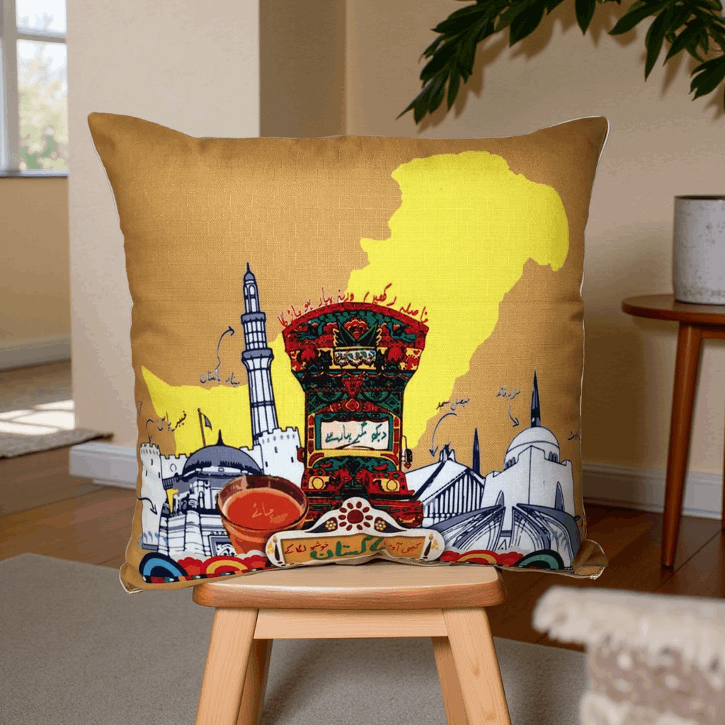 Traditional Cultural Print Cushion Cover 16x16 Inches Premium Quality